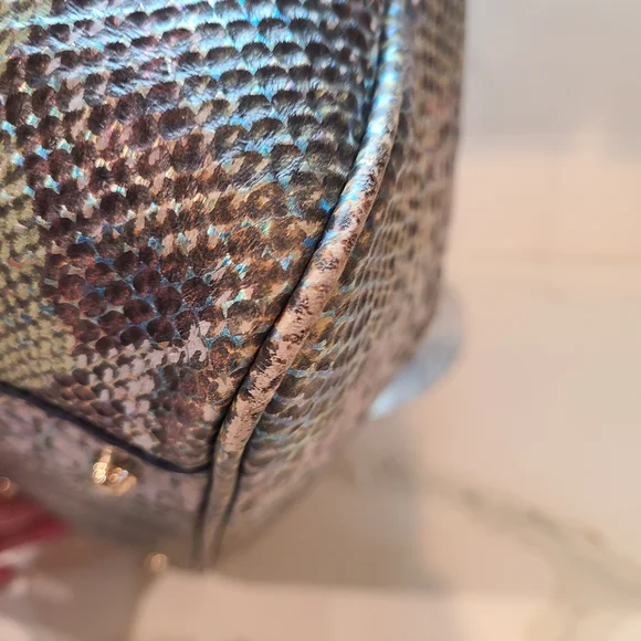 Brahmin Marianna Moonstone Seville Iridescent Snake Print Shoulder Bag Tote - Picture 15 of 16
